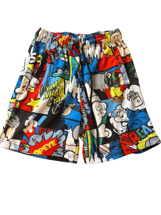 Reason Pants - Reason Mens Popeye Graphic Shorts Comic Pop Art Design S